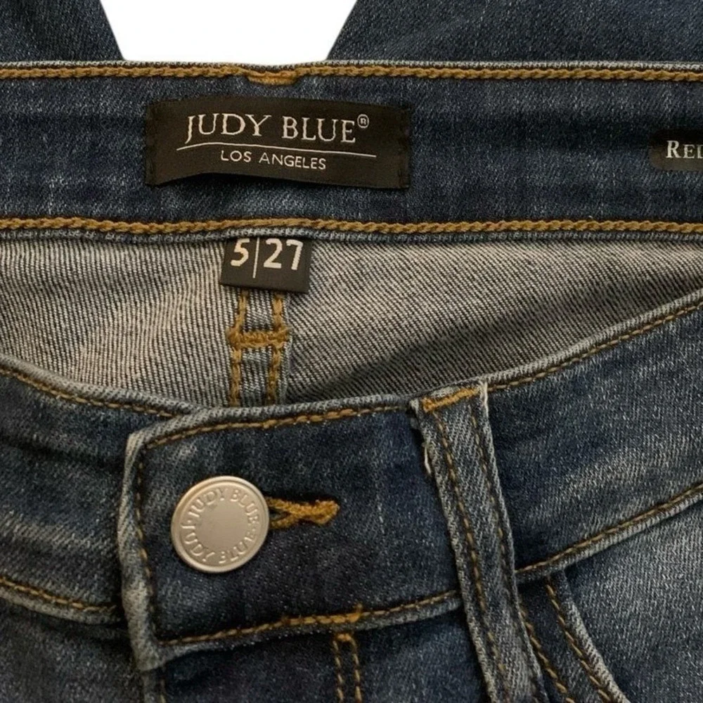 Judy Blue Abbey Straight Leg Jeans 5/27 Dark‎ Wash Mid Rise Stretch Office Mom